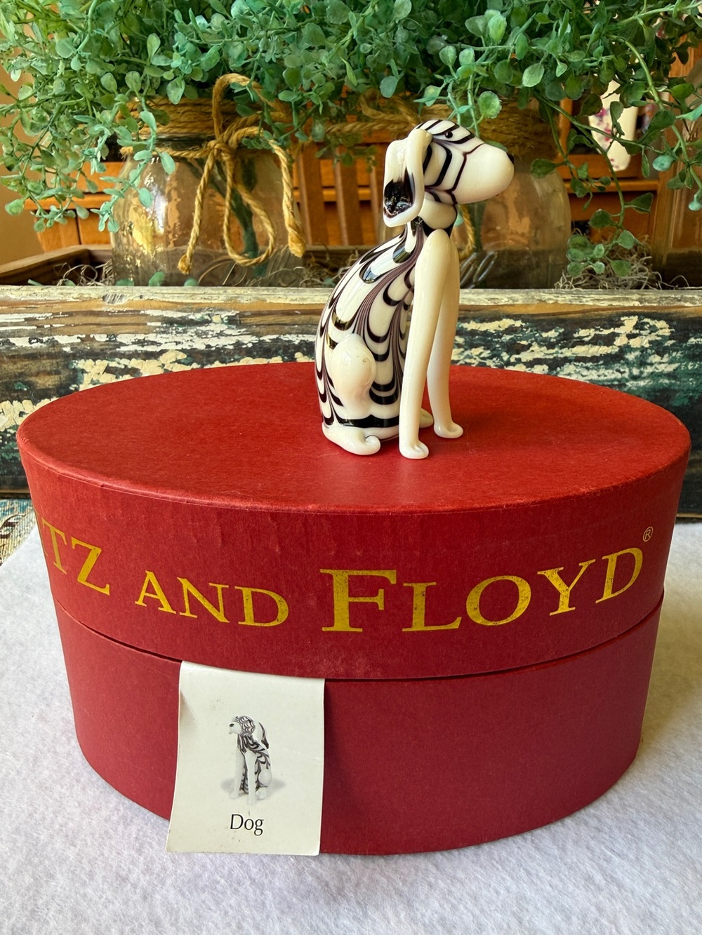 Fitz & Floyd Glass Menagerie Art Glass Dog Figurine Original Box 3” Retired